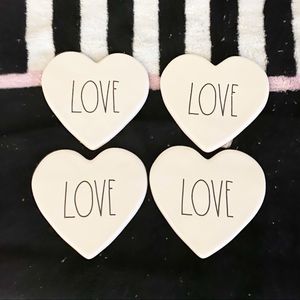 Rae Dunn Coasters Set of 4 “Love” Hearts NWT